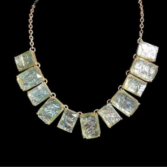 Statement Necklace Light Green Glass Crystals Chunky Chic Handmade Elegant Gift - Picture 7 of 7